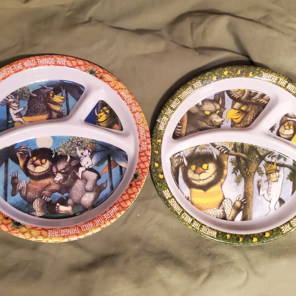 2 Where The Wild Things Are Maurice Sendak Melamine Childrens Plates 8.25"
